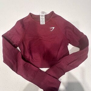 Gymshark Women’s Vital Seamless Maroon Long Sleeve Cropped Shirt | Size Small |